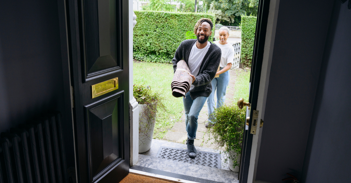 A couple moving into their new home