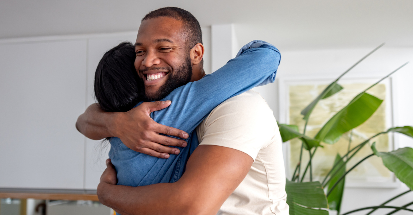 Couple happy after moving into heir new home