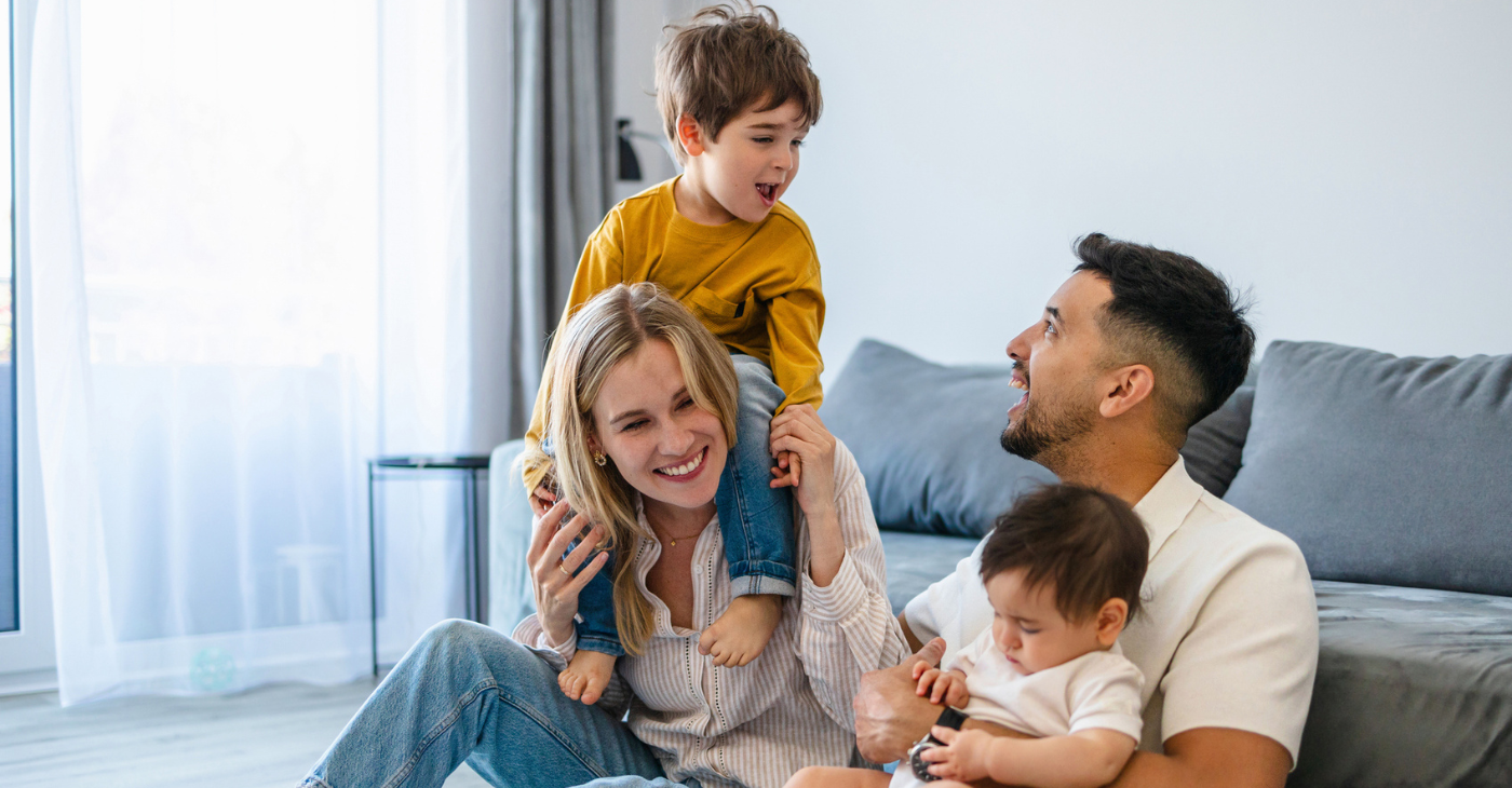 Happy family moved into new home